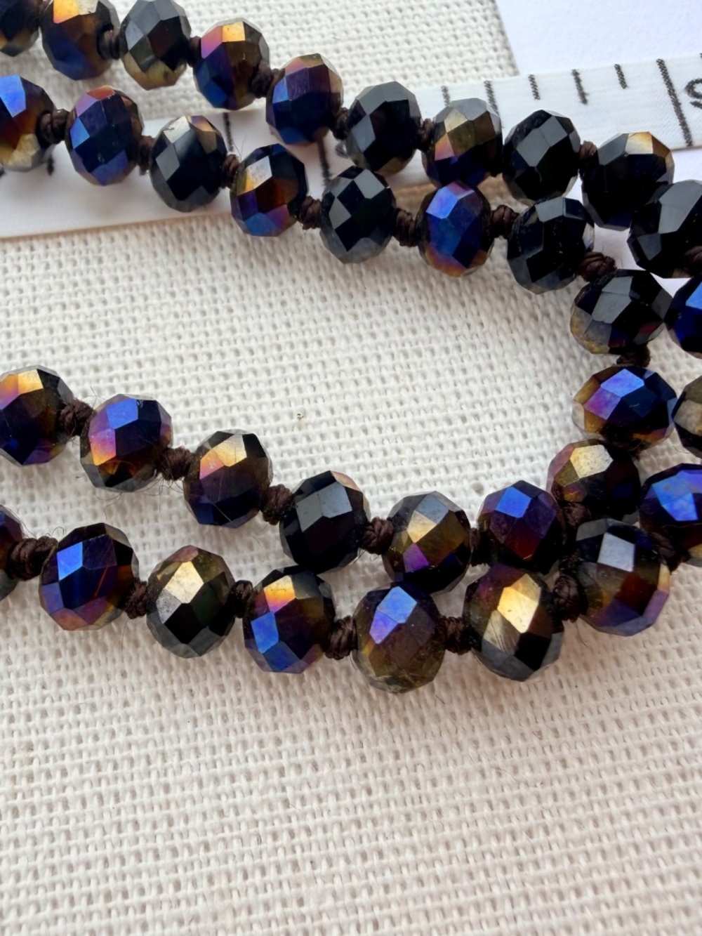 Handmade Faceted Black Iridescent Bead Necklace